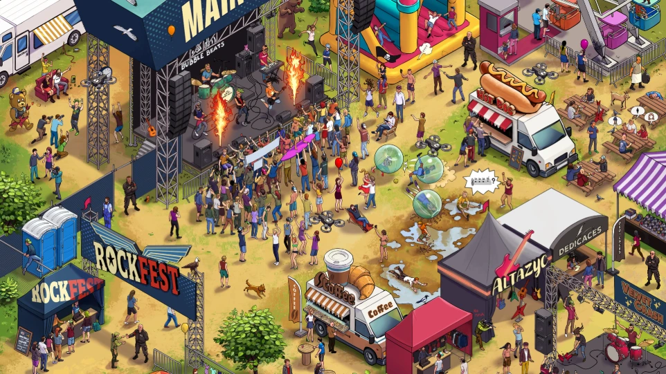 cherche et trouve géant thème festival de musique